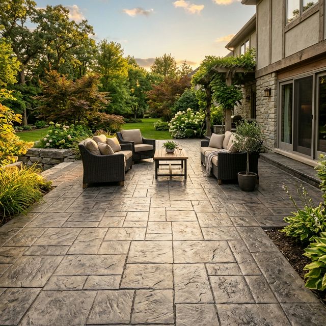 Ashlar Slate stamped concrete patio pattern