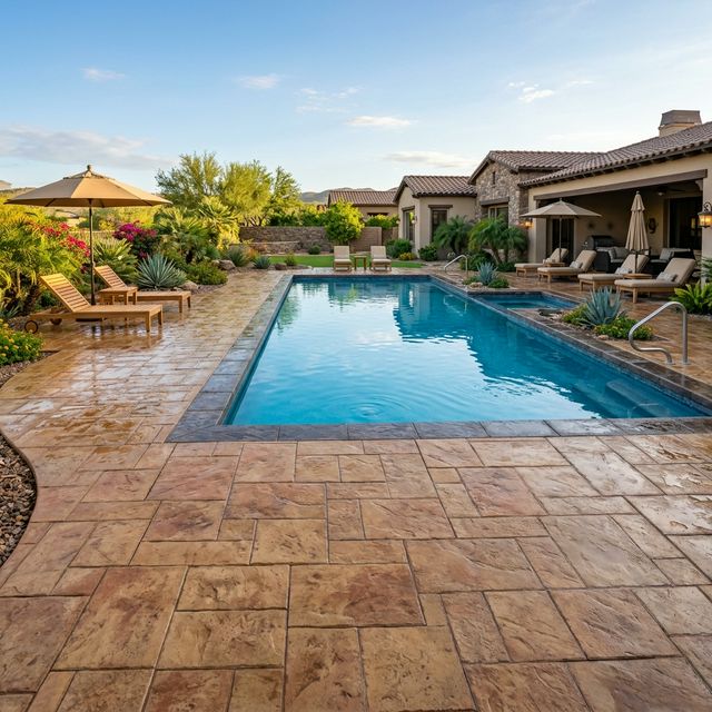 Roman Slate stamped concrete pool deck