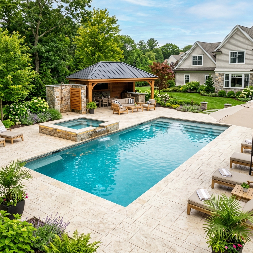 Resort pool deck Windham NH